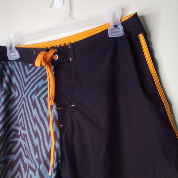 Society Of The Sun Swim Trunks Men 32 Board Shorts Brown Orange Blue - Picture 3 of 15